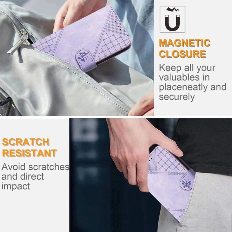 Lederhüllen Xiaomi Redmi Note 14 Pro 4g Geometrisches Muster Mit Riemen