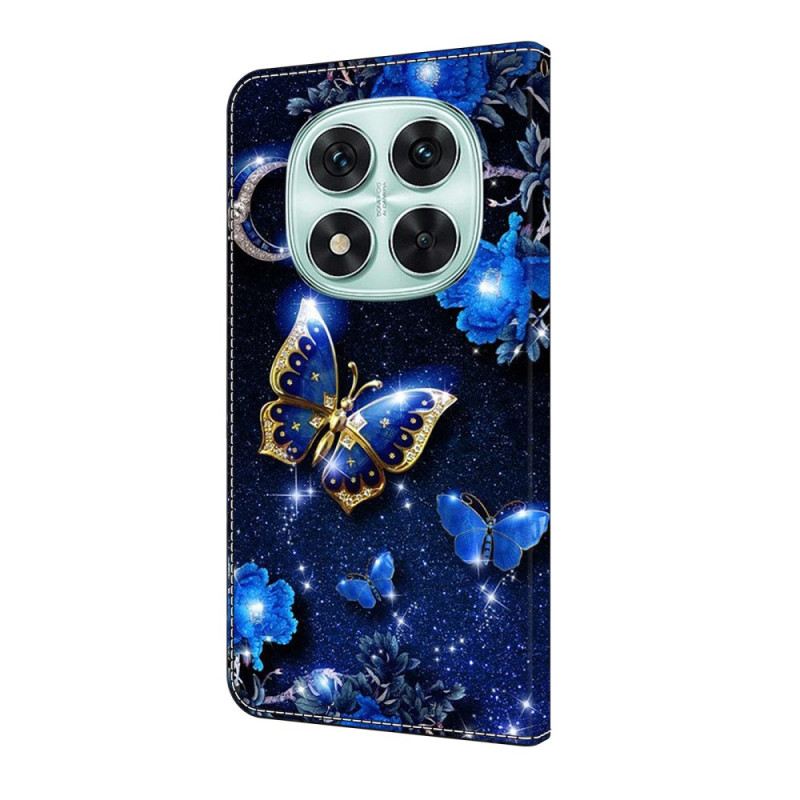 Lederhüllen Xiaomi Redmi Note 14 Pro 4g Glänzende Schmetterlinge