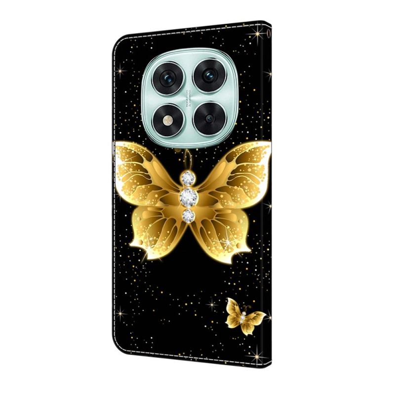 Lederhüllen Xiaomi Redmi Note 14 Pro 4g Goldene Schmetterlinge