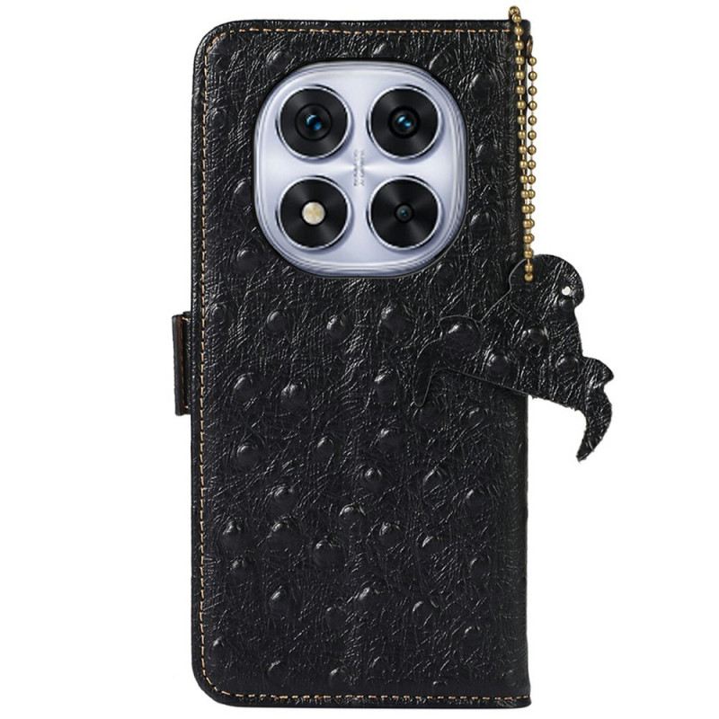 Lederhüllen Xiaomi Redmi Note 14 Pro 4g Handyhülle Rfid-blockierendes Leder In Straußenlederoptik