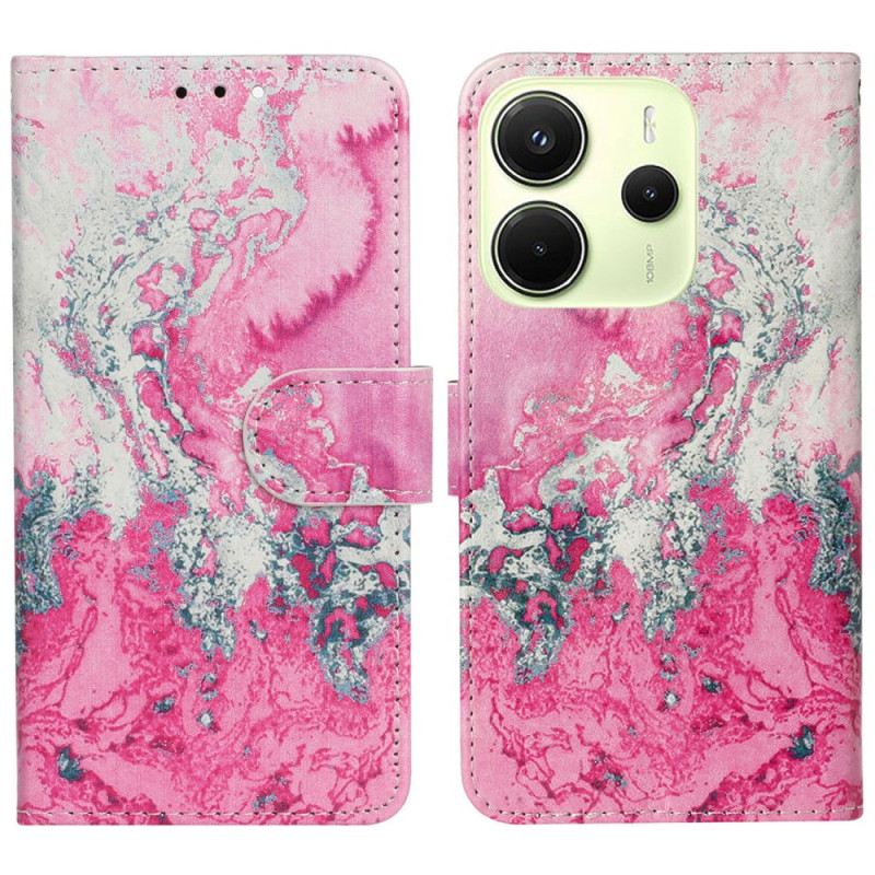 Lederhüllen Xiaomi Redmi Note 14 Pro 4g Handyhülle Rosa Marmor