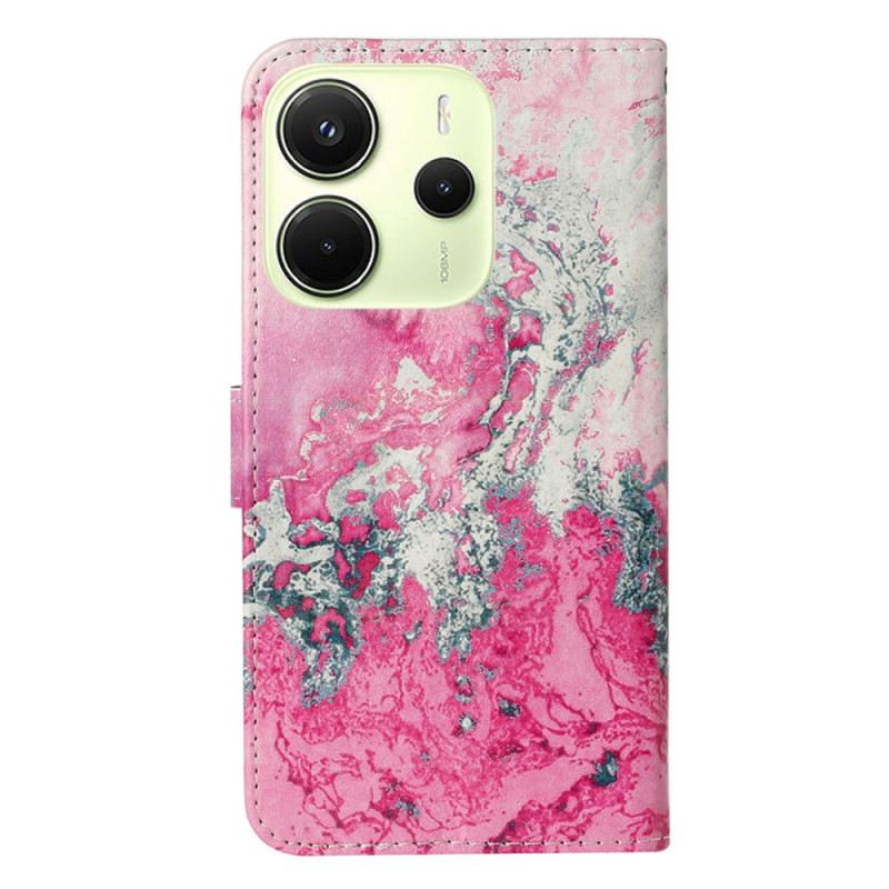 Lederhüllen Xiaomi Redmi Note 14 Pro 4g Handyhülle Rosa Marmor