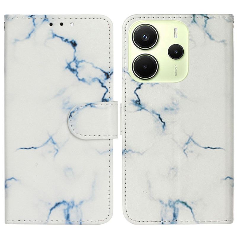 Lederhüllen Xiaomi Redmi Note 14 Pro 4g Handyhülle Weißes Marmormuster