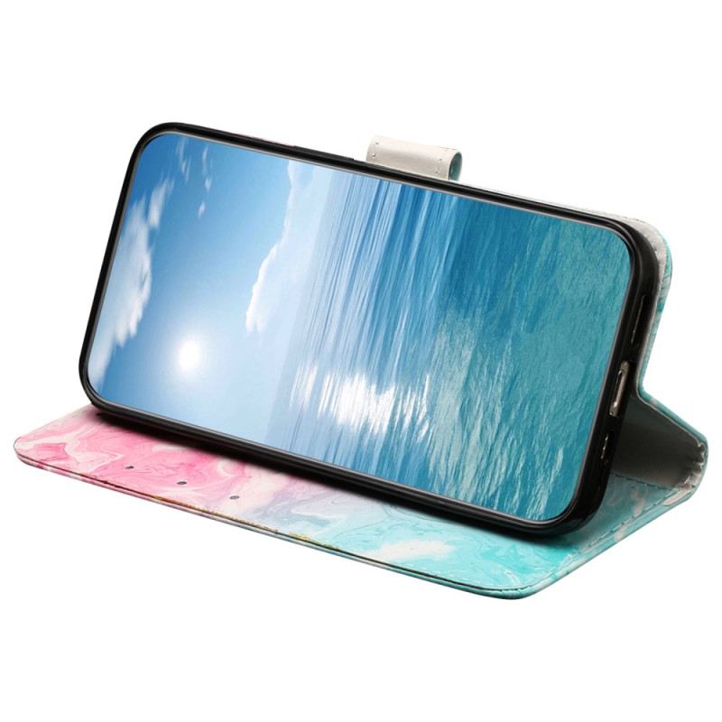 Lederhüllen Xiaomi Redmi Note 14 Pro 4g Rosa-grüner Marmor