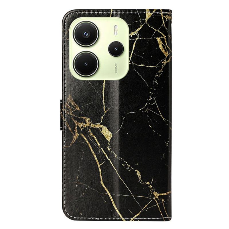 Lederhüllen Xiaomi Redmi Note 14 Pro 4g Schwarzer Und Goldener Marmor