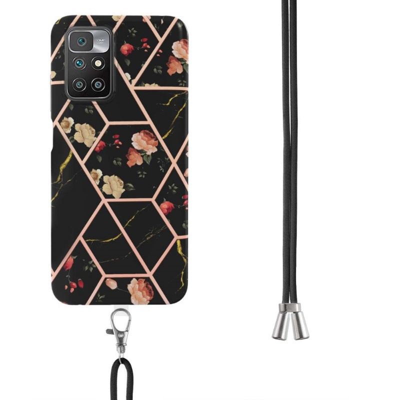 Hülle Für Xiaomi Redmi 10 Anti-Sturz Mit Kordel Marmor Und Blumen