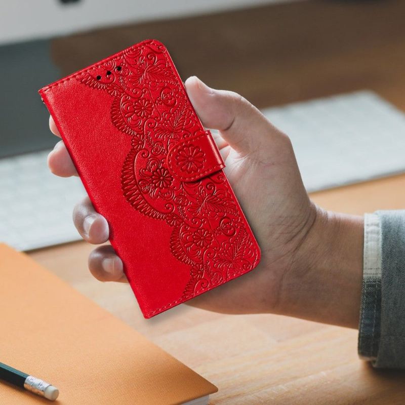 Flip Case Für Samsung Galaxy A32 4G Spitzendesign Aus Kunstleder