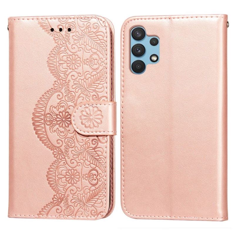 Flip Case Für Samsung Galaxy A32 4G Spitzendesign Aus Kunstleder