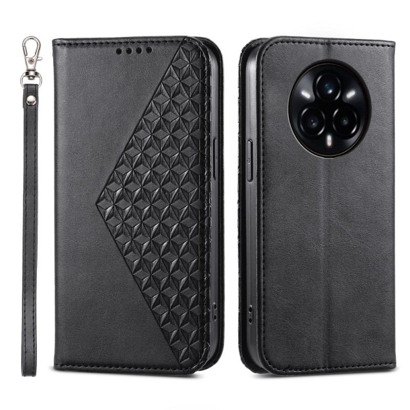 Flip Case Realme 14 Pro 5g Strukturiertes Design Mit Karabinerverschluss