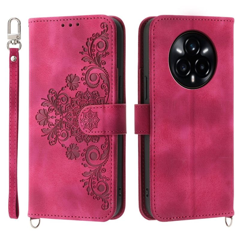 Lederhüllen Realme 14 Pro 5g Blumenspitze Mit Riemen