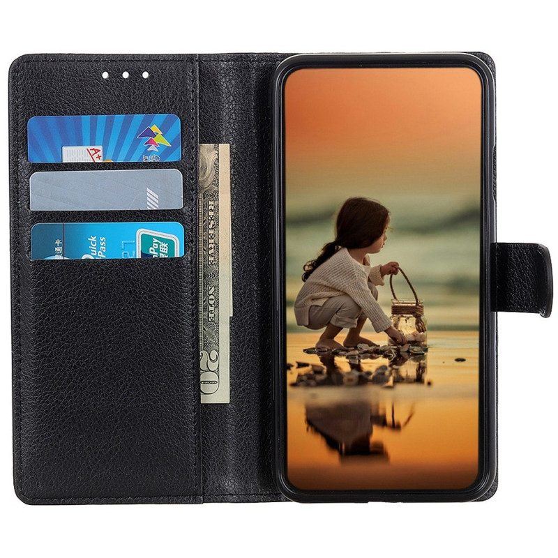 Lederhüllen Für iPhone 14 Traditionell Litschi