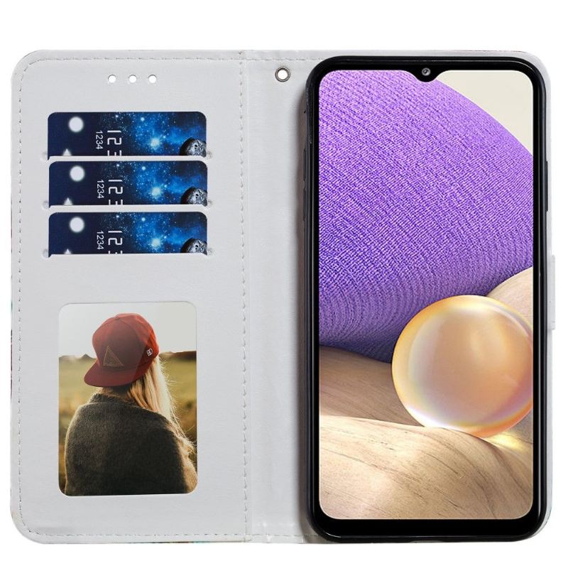 Lederhüllen Für Samsung Galaxy A32 5G Anti-Sturz Pfauenblume