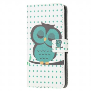 Flip Case Für Samsung Galaxy M12 / A12 Schlafende Eule