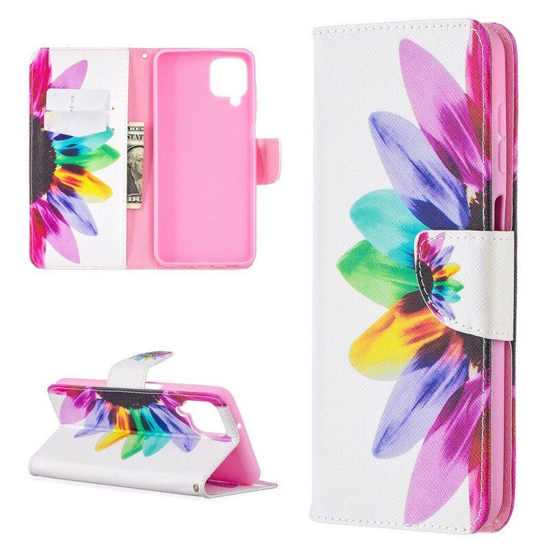Lederhüllen Für Samsung Galaxy M12 / A12 Aquarellblume