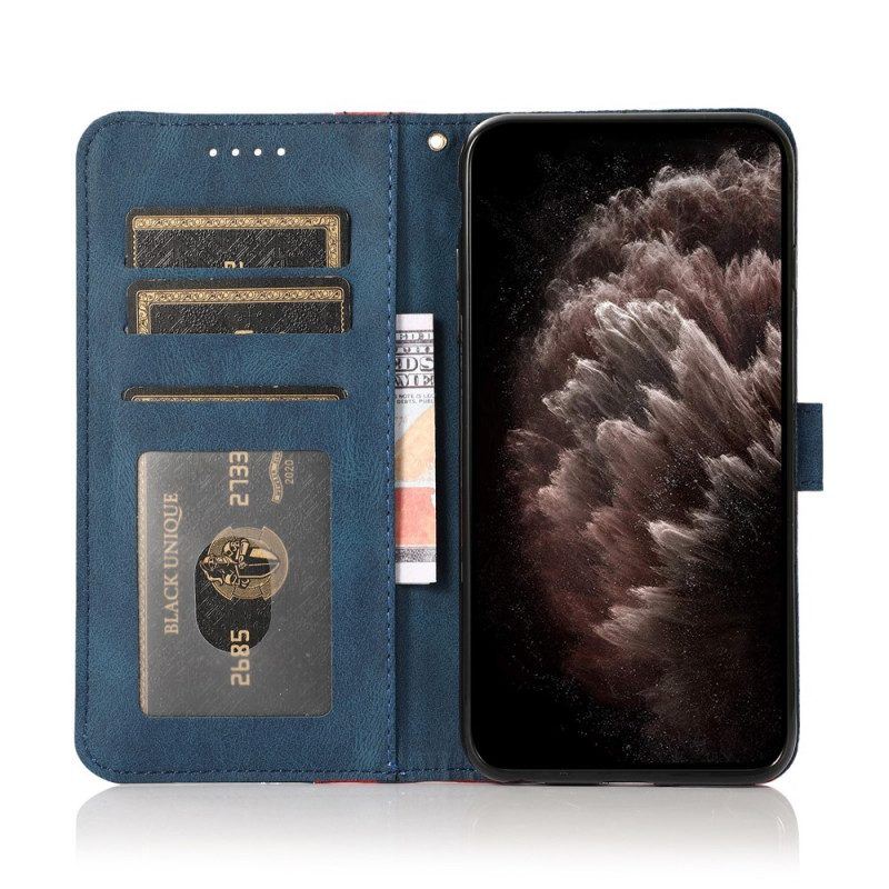 Lederhüllen Für Samsung Galaxy M12 / A12 Zweifarbiges Dreieckiges Kunstleder