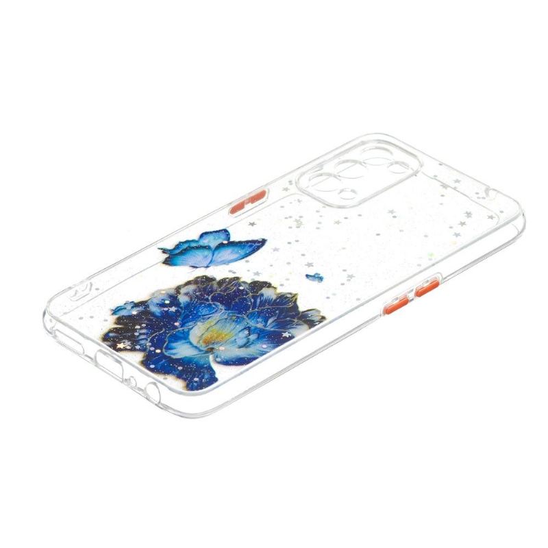 Hülle Für Oppo Find X3 Lite Blaue Blumen Und Schmetterlinge