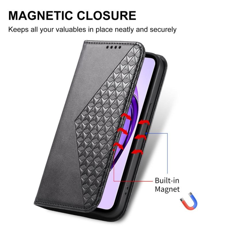 Flip Case Für Oppo Reno 13 Pro 5g Rautenmuster Mit Riemen