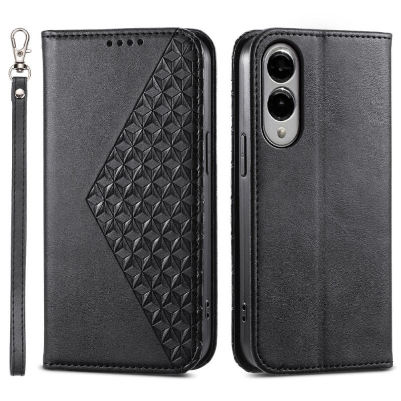 Flip Case Für Samsung Galaxy S25 5g Edge Riemen Mit Rautenmuster
