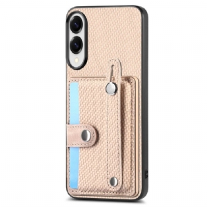 Hülle Für Samsung Galaxy S25 5g Edge Carbonfaser-case Mit Kartenhalter Und Tragegurt