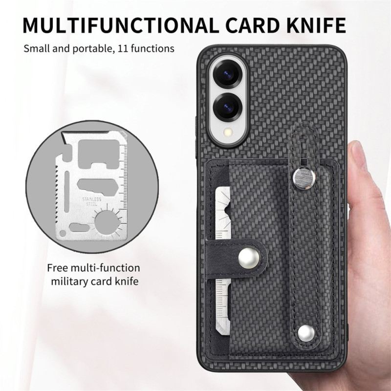Hülle Für Samsung Galaxy S25 5g Edge Carbonfaser-case Mit Kartenhalter Und Tragegurt