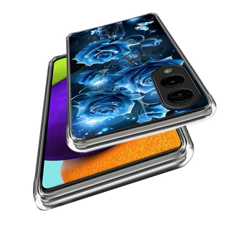 Hülle Samsung Galaxy S25 5g Edge Handyhülle Blaues Rosenmuster