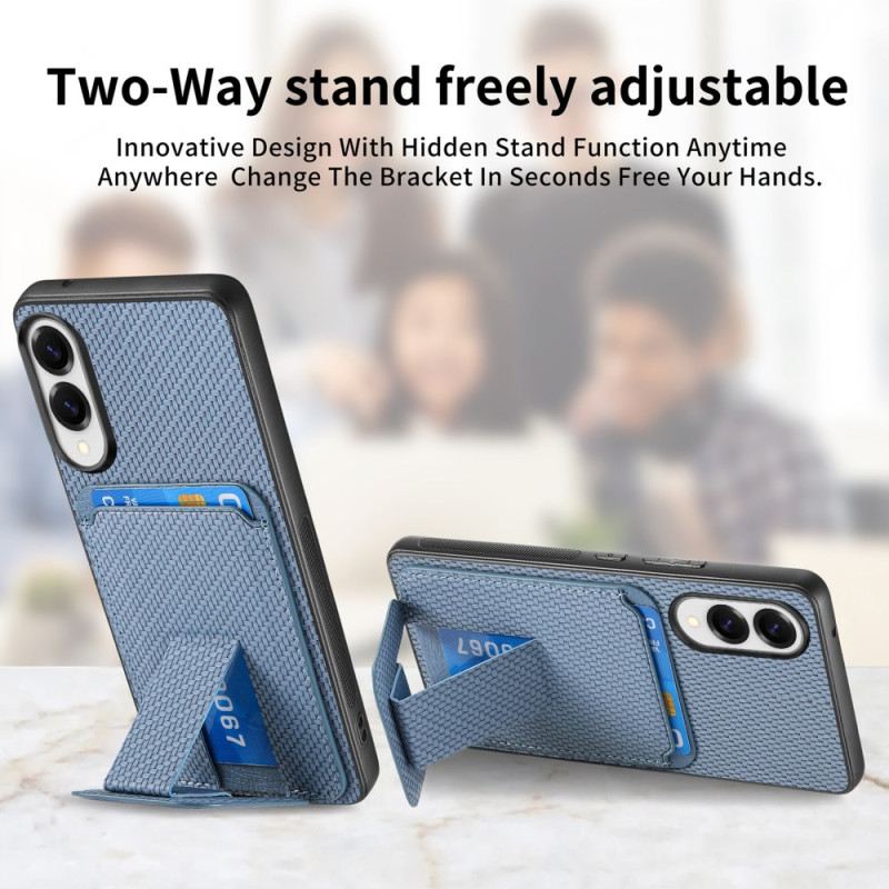 Hülle Samsung Galaxy S25 5g Edge Handyhülle Kartenhalter Mit Carbonfaser-textur Und Integriertem Ständer