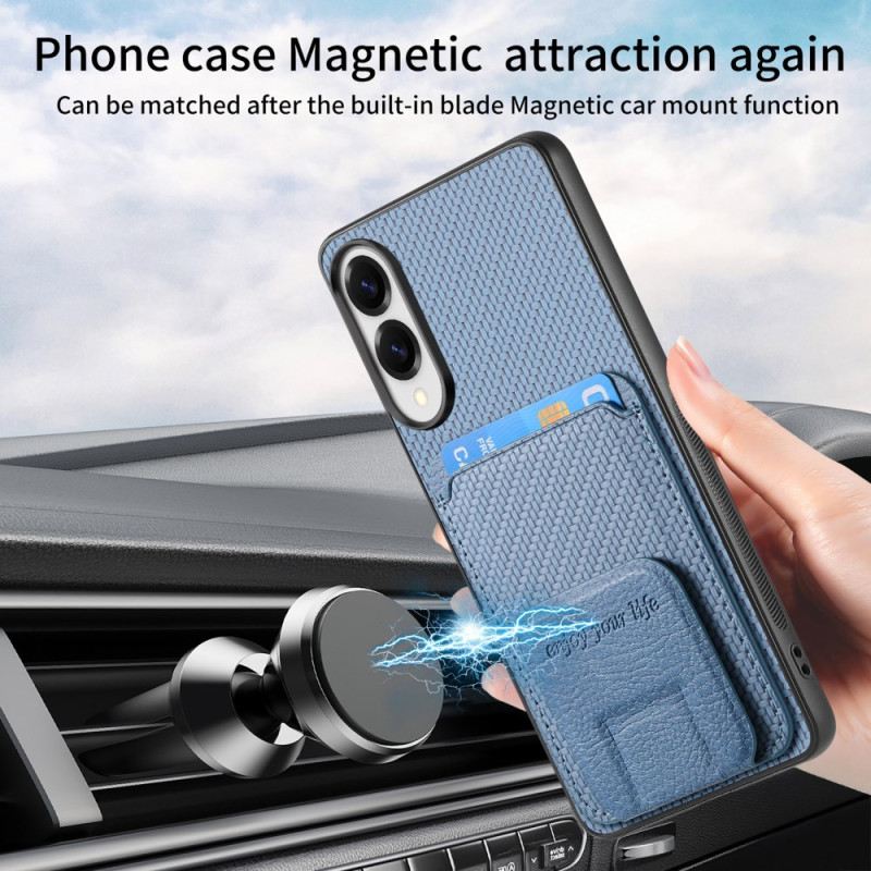 Hülle Samsung Galaxy S25 5g Edge Handyhülle Kartenhalter Mit Carbonfaser-textur Und Integriertem Ständer