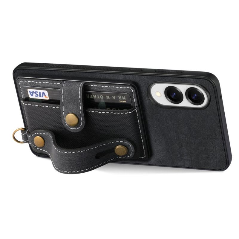 Hülle Samsung Galaxy S25 5g Edge Retro-kartenhalter & Handschlaufe