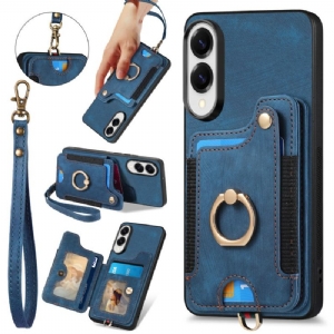 Hülle Samsung Galaxy S25 5g Edge Retro-rfid-kartenhalter Mit Trageschlaufe