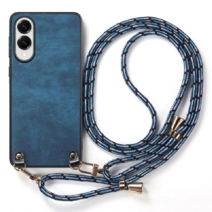 Hülle Samsung Galaxy S25 5g Edge Vintage-kordel In Lederoptik