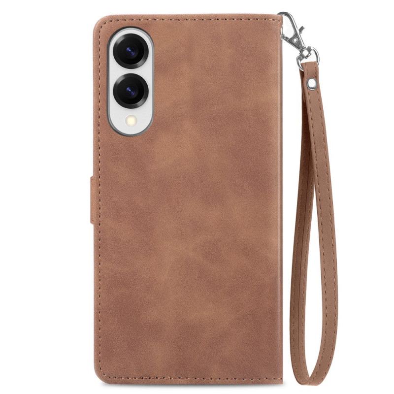 Lederhüllen Für Samsung Galaxy S25 5g Edge Geldbörse Mit Reißverschluss Und Blumenmuster