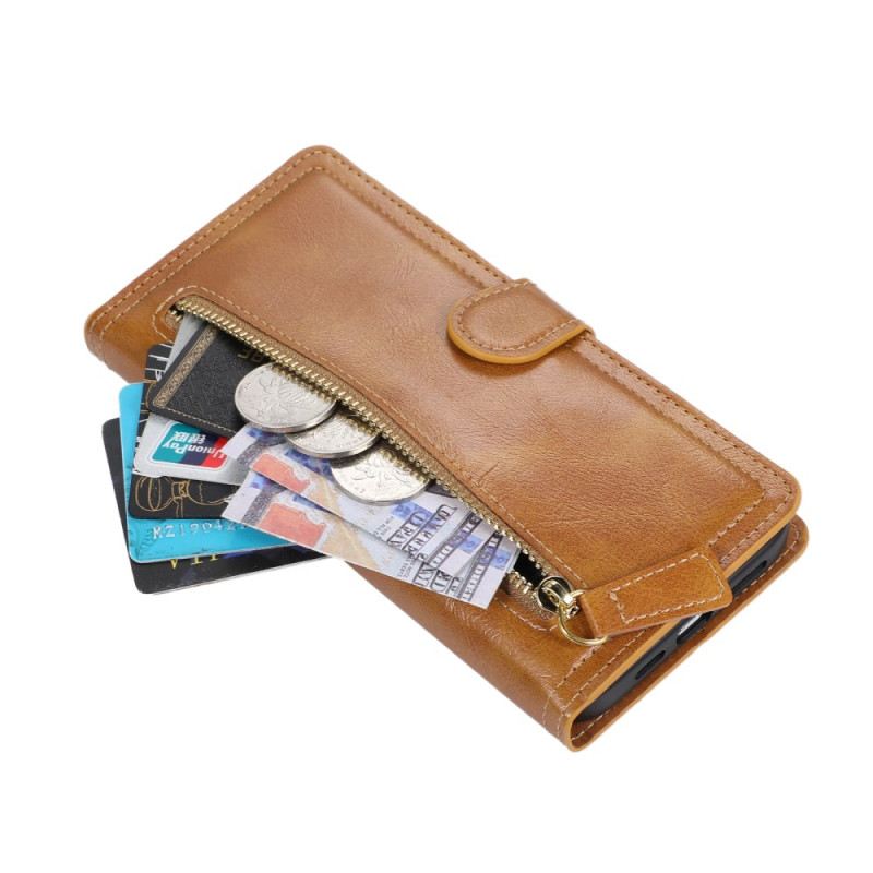 Lederhüllen Für Samsung Galaxy S25 5g Edge Reißverschluss Und Kartenhalter