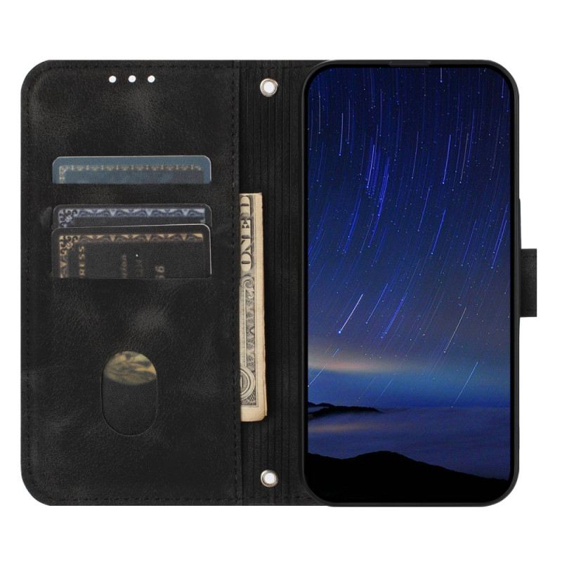 Lederhüllen Für Samsung Galaxy S25 5g Edge Riemen Mit Bedruckten Linien