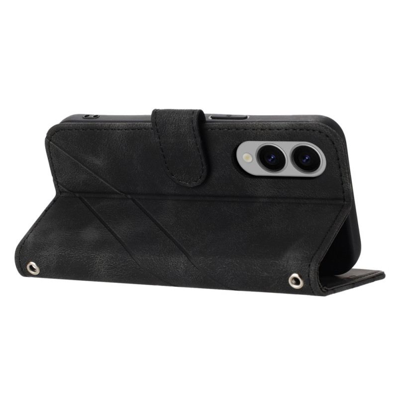 Lederhüllen Für Samsung Galaxy S25 5g Edge Riemen Mit Bedruckten Linien