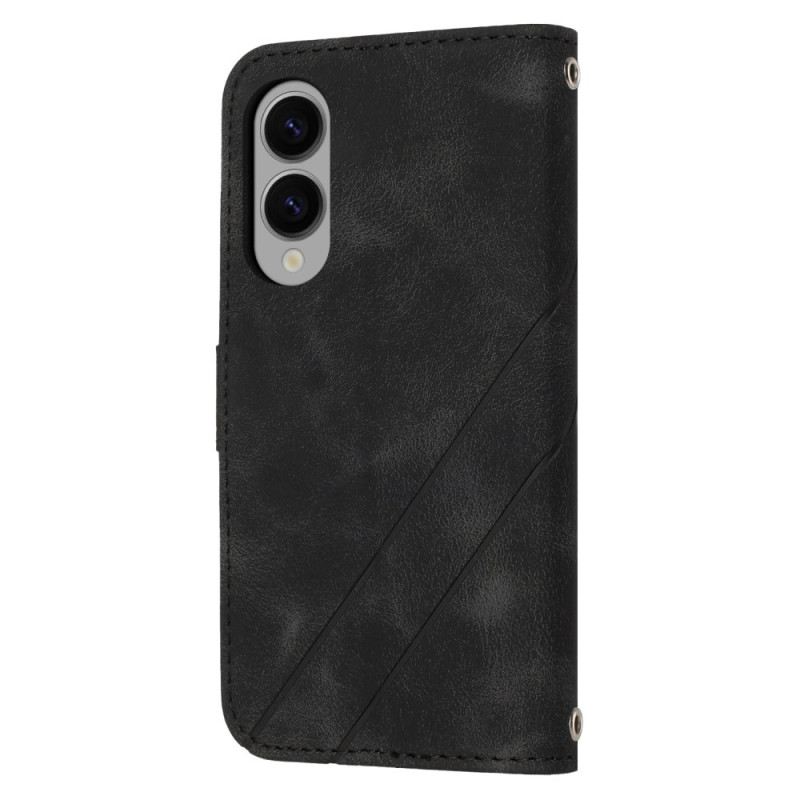 Lederhüllen Für Samsung Galaxy S25 5g Edge Riemen Mit Bedruckten Linien