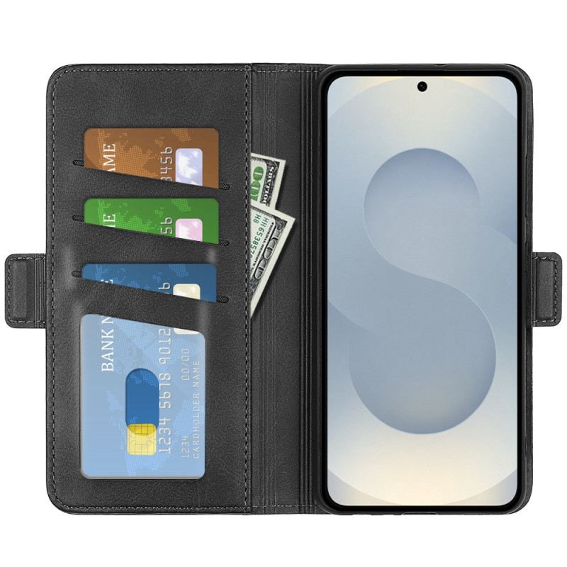 Lederhüllen Samsung Galaxy S25 5g Edge Doppelter Magnetverschluss