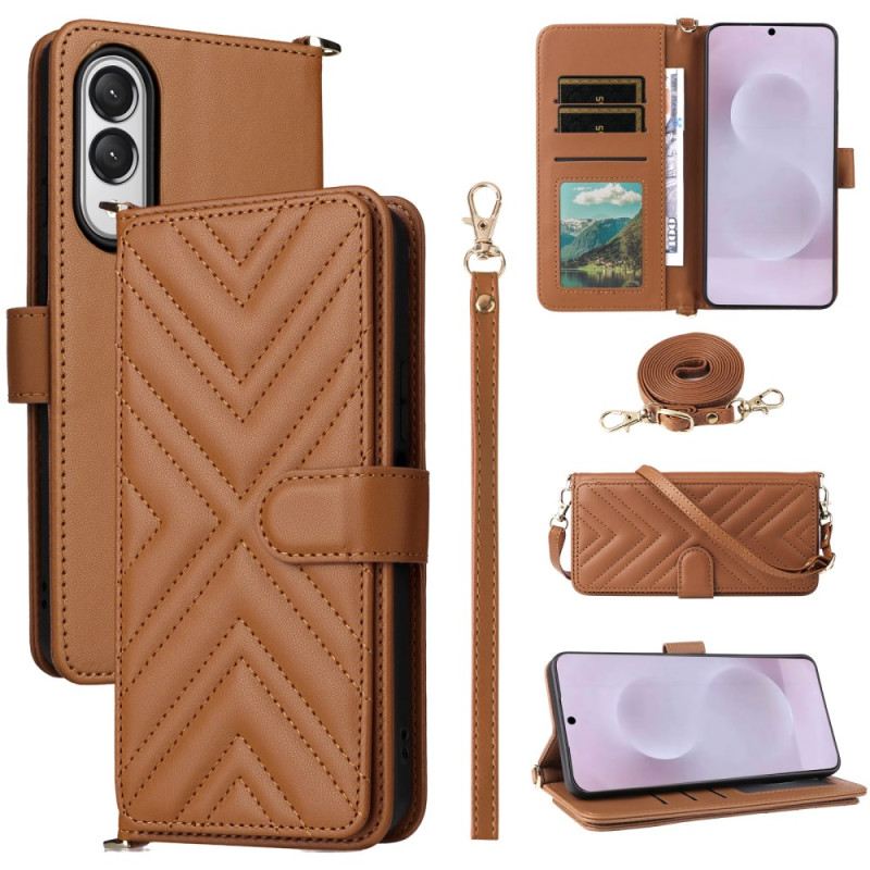 Lederhüllen Samsung Galaxy S25 5g Edge Gesteppt Mit Riemen Und Schulterriemen