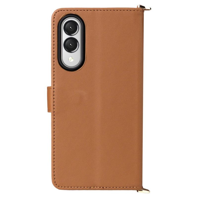 Lederhüllen Samsung Galaxy S25 5g Edge Gesteppt Mit Riemen Und Schulterriemen