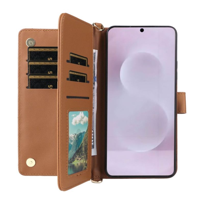 Lederhüllen Samsung Galaxy S25 5g Edge Gesteppt Mit Riemen Und Schulterriemen