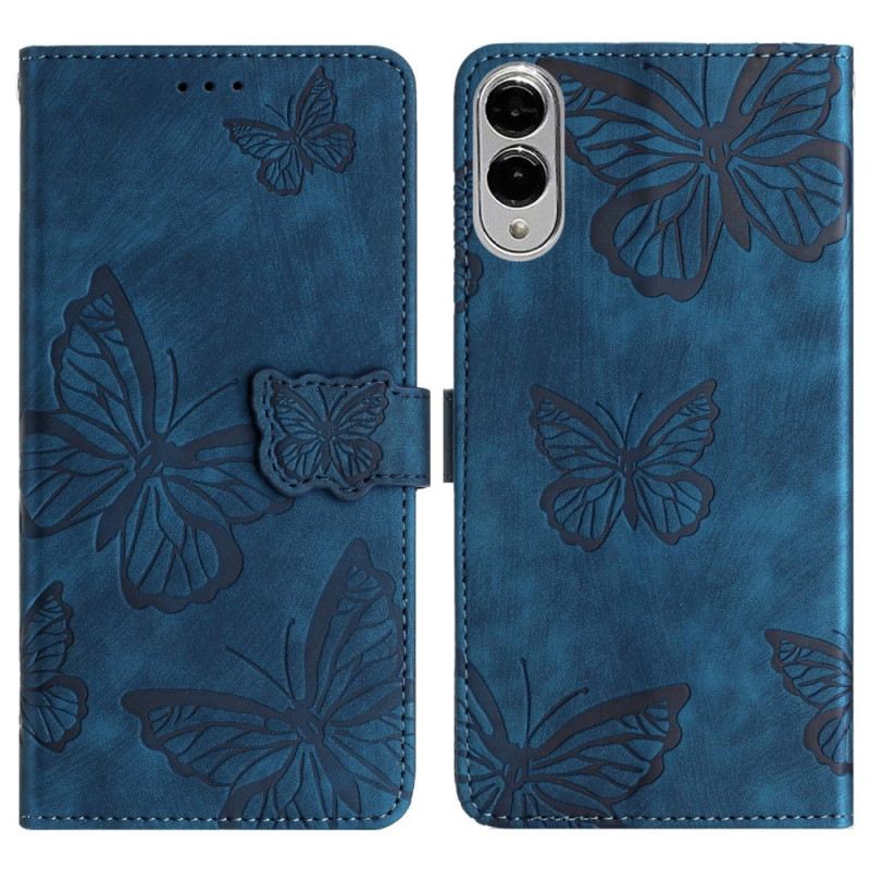 Lederhüllen Samsung Galaxy S25 5g Edge Wildleder-schmetterlingseffekt