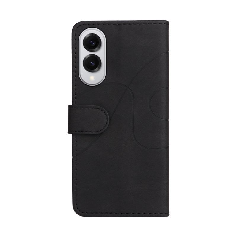 Lederhüllen Samsung Galaxy S25 5g Edge Zweifarbige Wellenstruktur