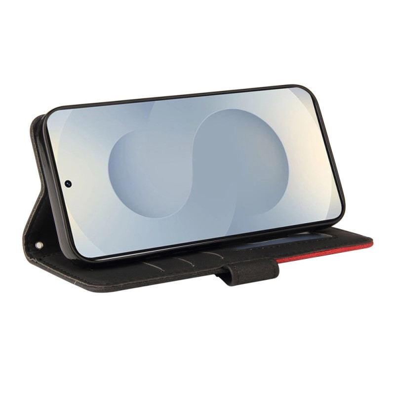 Lederhüllen Samsung Galaxy S25 5g Edge Zweifarbige Wellenstruktur