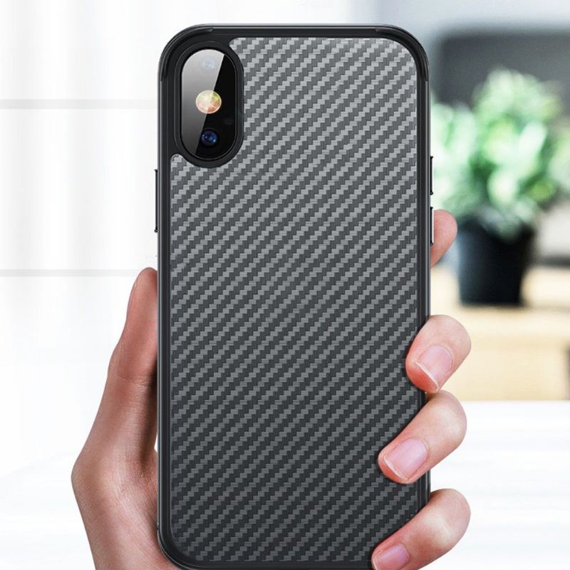 Hülle Für iPhone XR Kohlefaser Im Stil Der Luxusserie