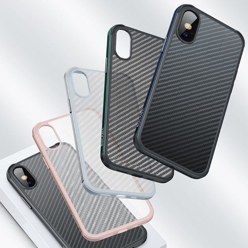 Hülle Für iPhone XR Kohlefaser Im Stil Der Luxusserie