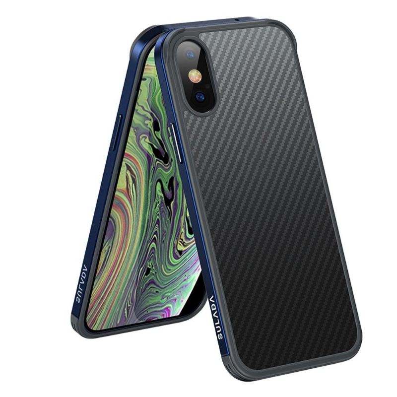 Hülle Für iPhone XR Kohlefaser Im Stil Der Luxusserie