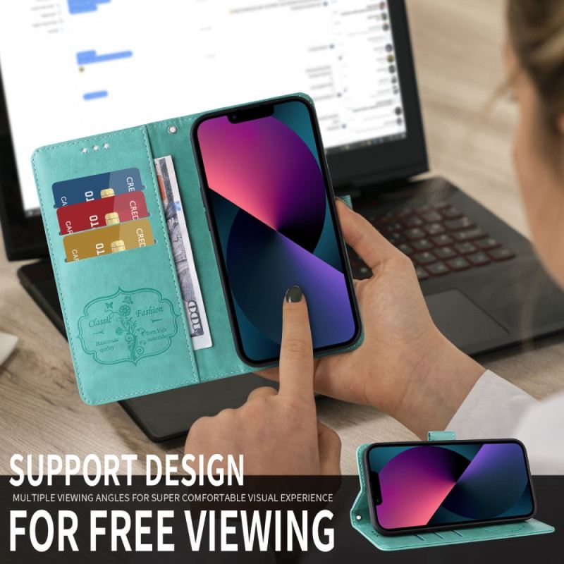 Lederhüllen Vivo X300 Schmetterlings- Und Blumenmuster