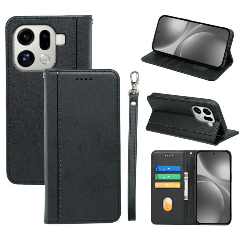 Flip Case Für Oppo Find X9 Pro 5g Besatz Mit Riemen