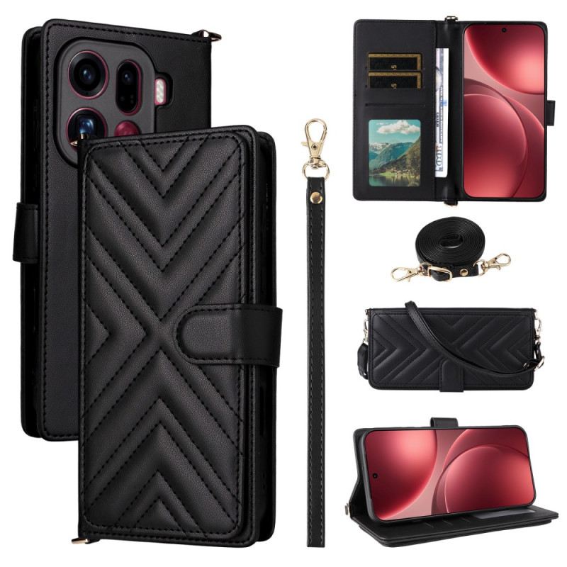 Lederhüllen Für Oppo Find X9 Pro 5g Gesteppt Mit Riemen