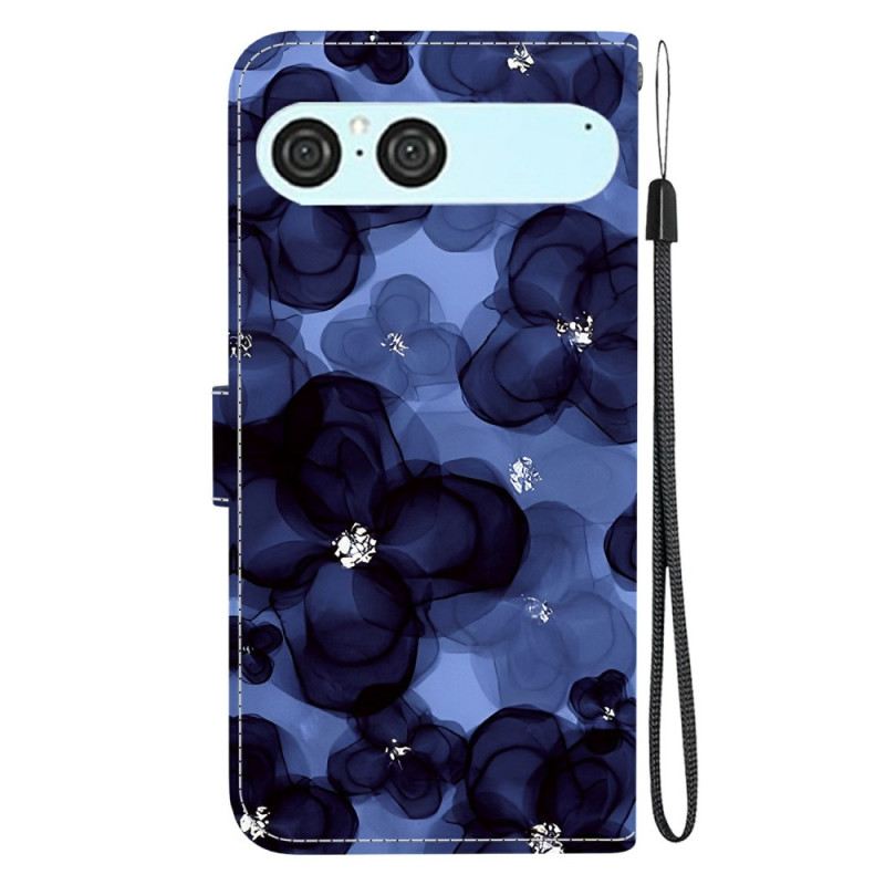 Lederhüllen Für Sony Xperia 10 Vii Blaues Blumenmuster