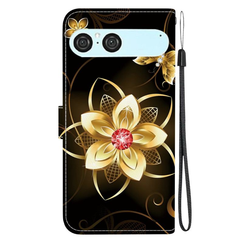 Lederhüllen Für Sony Xperia 10 Vii Goldene Blume